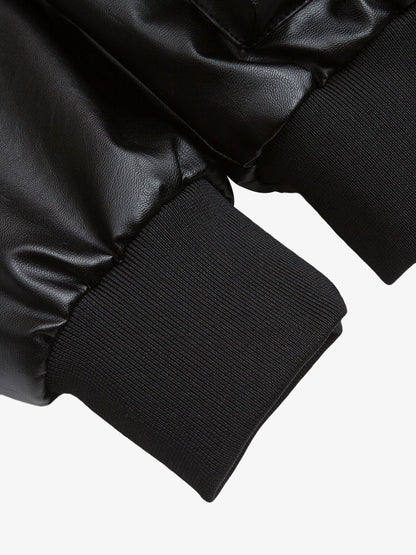 Deconstructed Multi Pocket Fur Hooded PU Leather Jacket - 2566; Black / M, Black / L, Black / XL, Black / 2XL, Black / 3XL