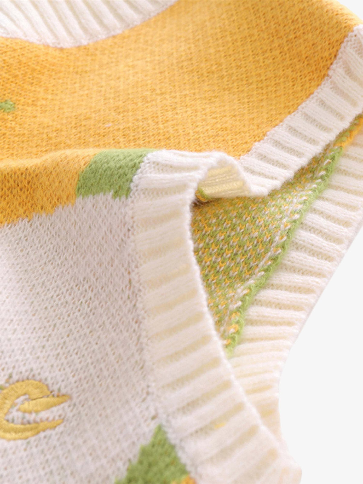 Thesupermade Graffiti Love V-neck Irregular Sweater - 1695; Yellow / S, Yellow / M, Yellow / L, Yellow / XL, Yellow / 2XL, Yellow / 3XL