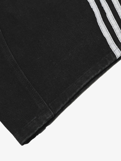 Contrast Side Stripe Denim Barrel Jeans - 2504; Black / S, Black / M, Black / L, Black / XL, Black / 2XL, Black / 3XL