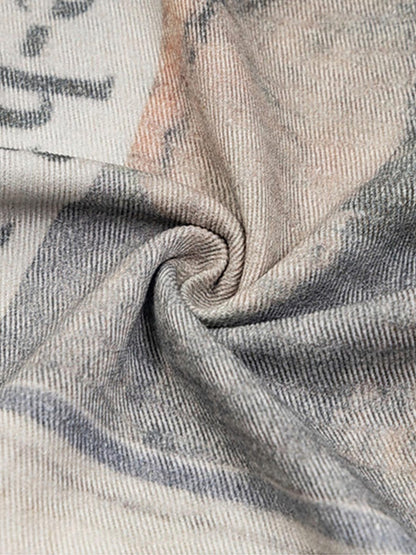 Graffiti Newspaper Baggy Jeans - 2404; Grey / M, Grey / L, Grey / XL, Grey / 2XL, Grey / 3XL