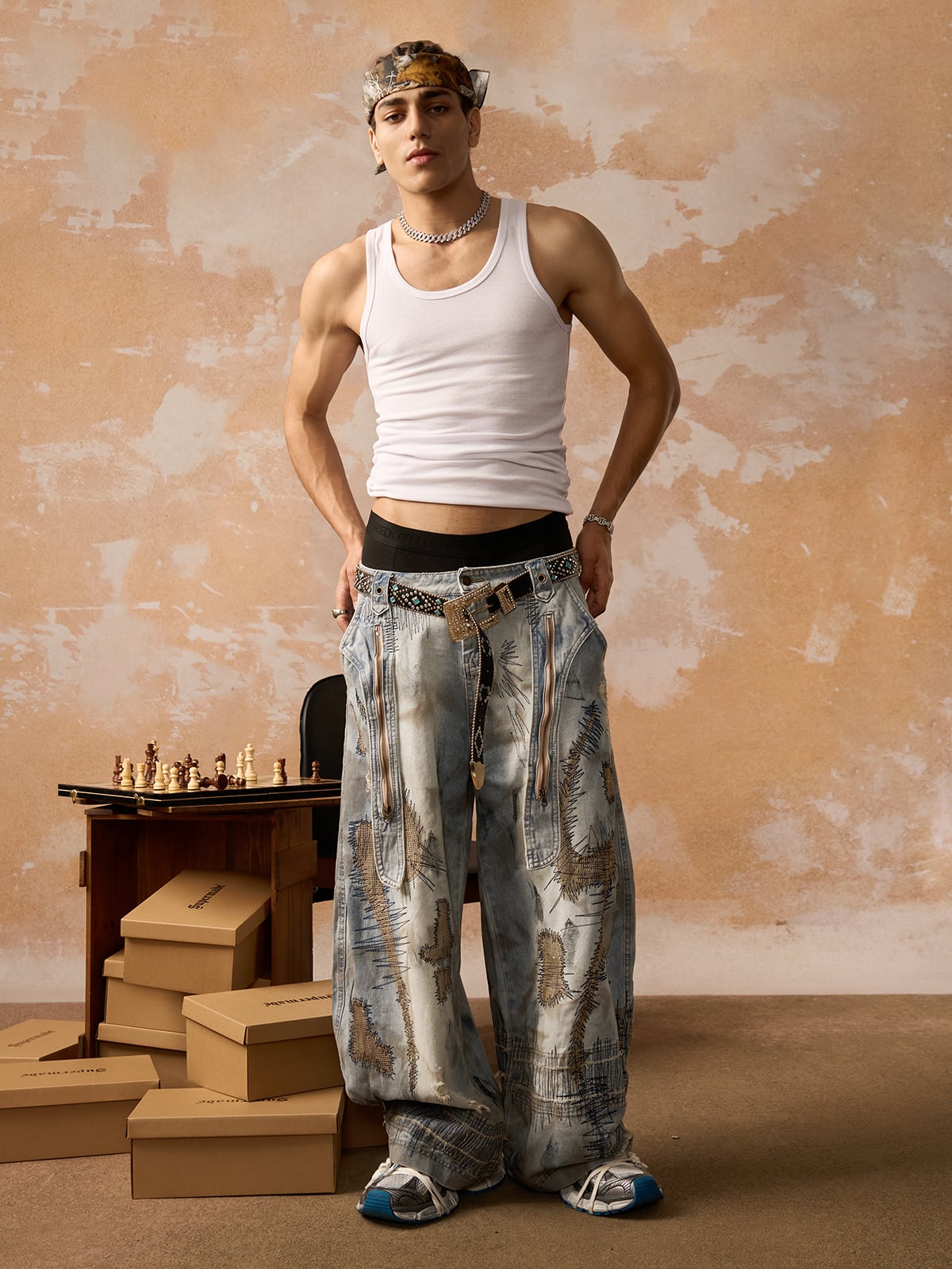 RO Style Washed Barrel Jeans - 2421; Blue / M, Blue / L, Blue / XL, Blue / 2XL