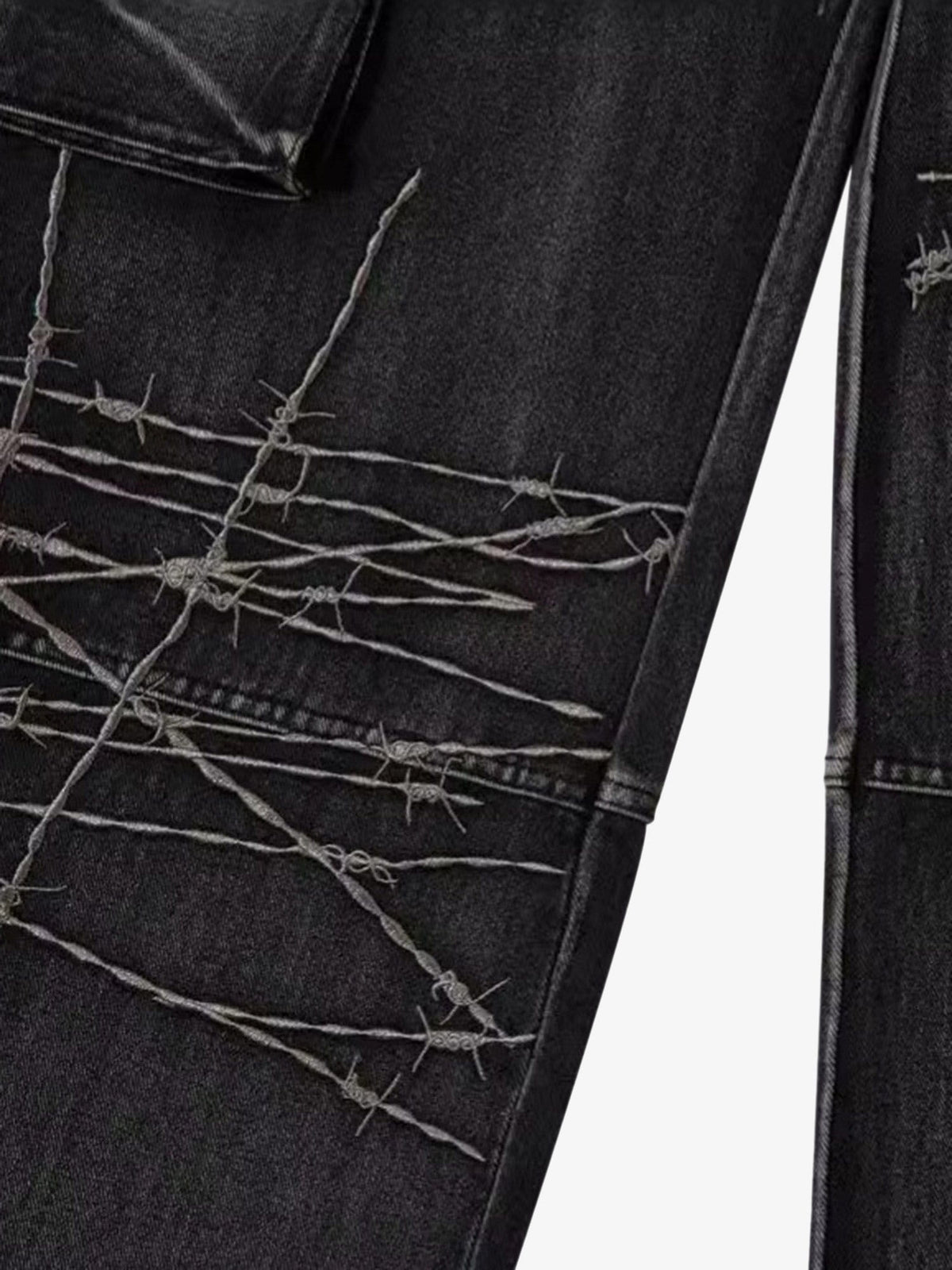 Thesupermade High Street Embroidery Hip-Hop Jeans - 2122; Black / M, Black / L, Black / XL, Black / 2XL