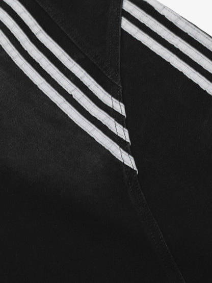 Contrast Side Stripe Denim Barrel Jeans - 2504; Black / S, Black / M, Black / L, Black / XL, Black / 2XL, Black / 3XL