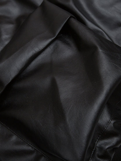 Deconstructed Multi Pocket Fur Hooded PU Leather Jacket - 2566; Black / M, Black / L, Black / XL, Black / 2XL, Black / 3XL