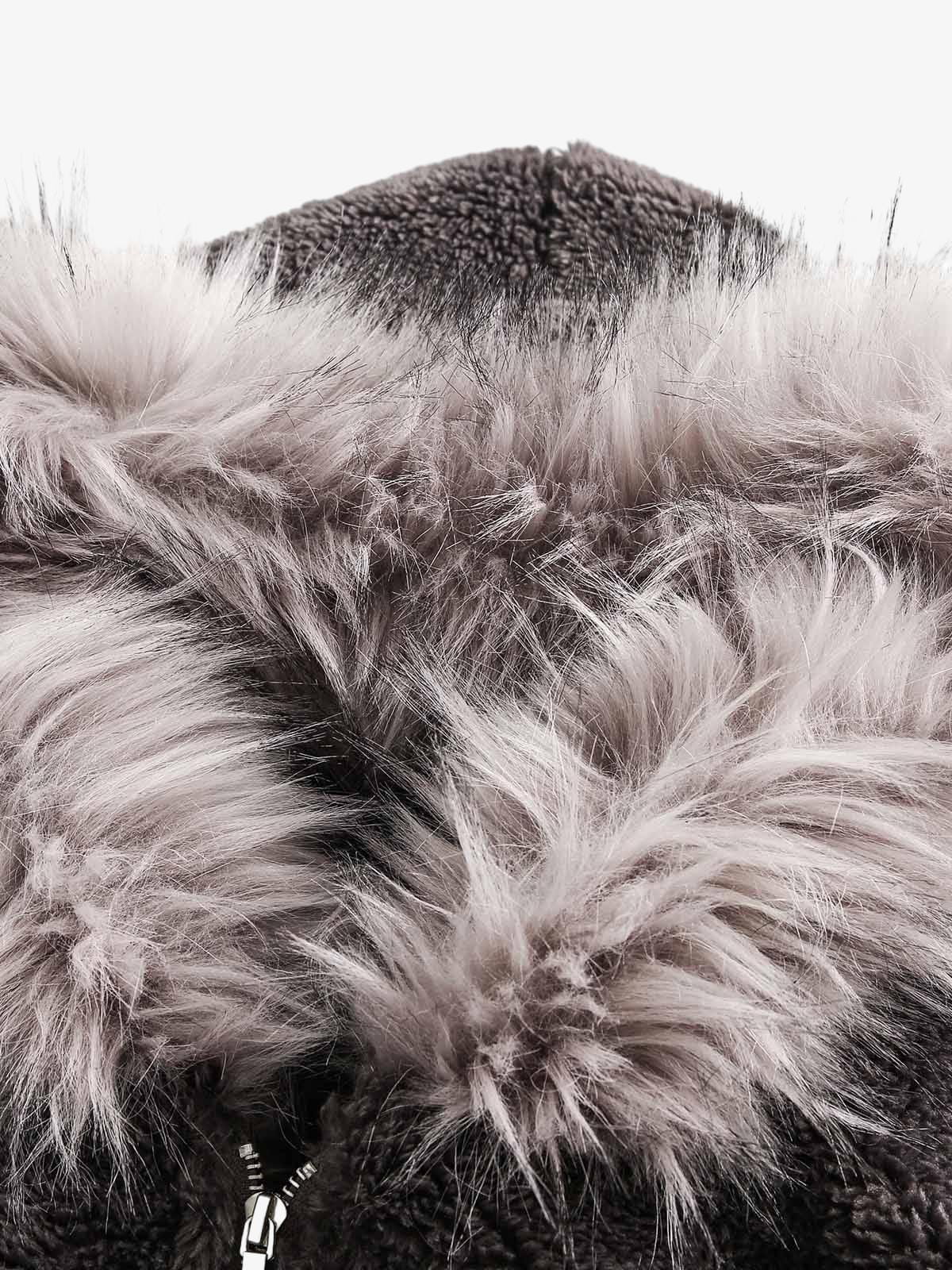 Thesupermade Fur Hooded Quilted Sherpa Jacket - 2304; Coffee / S, Coffee / M, Coffee / L, Coffee / XL, Coffee / 2XL