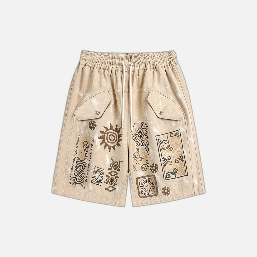 Graffiti Print Loose Casual Short