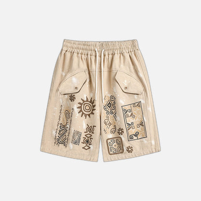 Graffiti Print Loose Casual Short