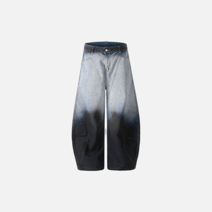 Bold Gradient Tie Dye Pleated Jeans