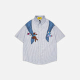 Cartoon Vertical Stripe Summer Boys Shirt