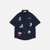 Vibrant Striped Casual Cartoon Shirt