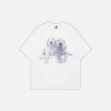 American Flag Dog Print Round T-Shirt