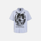 Abstract Figure Print Vertical Stripe Shirt