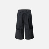 Flanging Distinctive Solid Color Wide Jorts