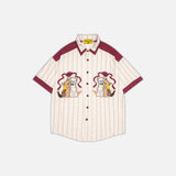 Color Blocking Vertical Stripe Cartoon Shirt