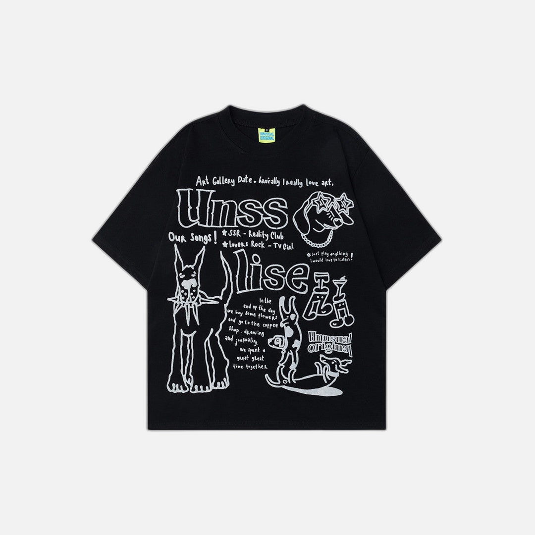 Creative Cartoon Print Casual Crewneck T-Shirt