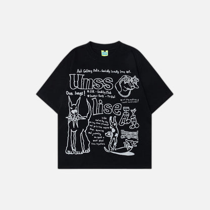 Creative Cartoon Print Casual Crewneck T-Shirt