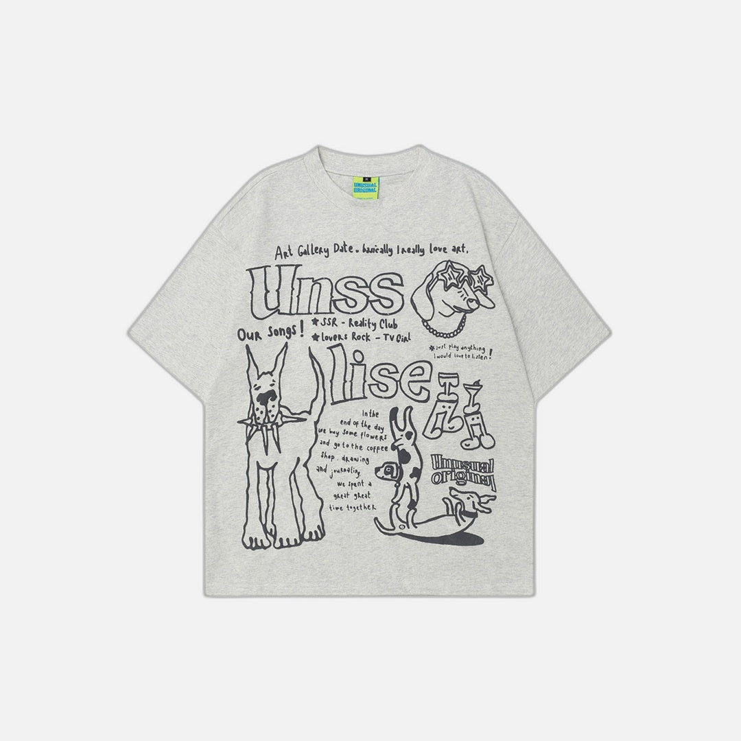 Creative Cartoon Print Casual Crewneck T-Shirt