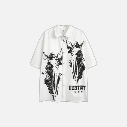 Abstract Angel Printed Short-Sleeve Shirt