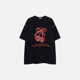 Creative Heart Bow Print Short-Sleeve T-Shirt