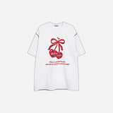 Creative Heart Bow Print Short-Sleeve T-Shirt