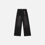 Chained Embroidered Loose Fit Wide Jeans