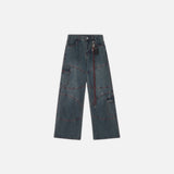 Chained Embroidered Loose Fit Wide Jeans