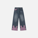 Embroidered Rabbit Casual Jeans