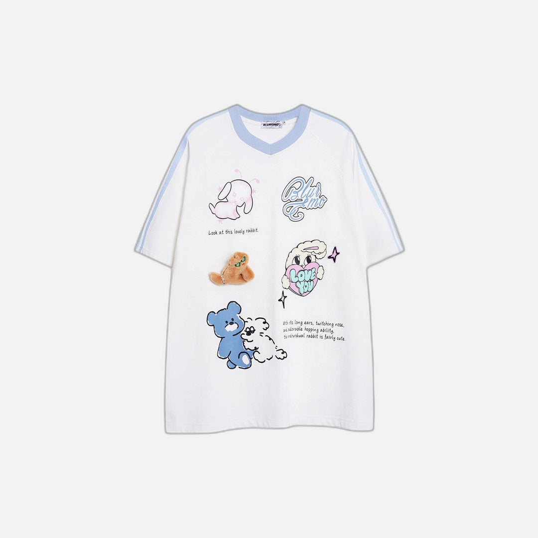 Colorful Cartoon Embroidered T-Shirt