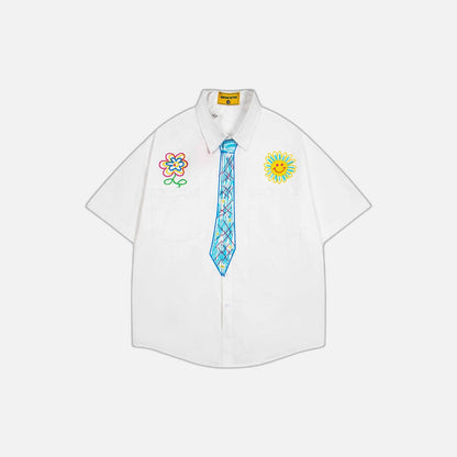 Hand Painted Graffiti Tie Summer Shirt