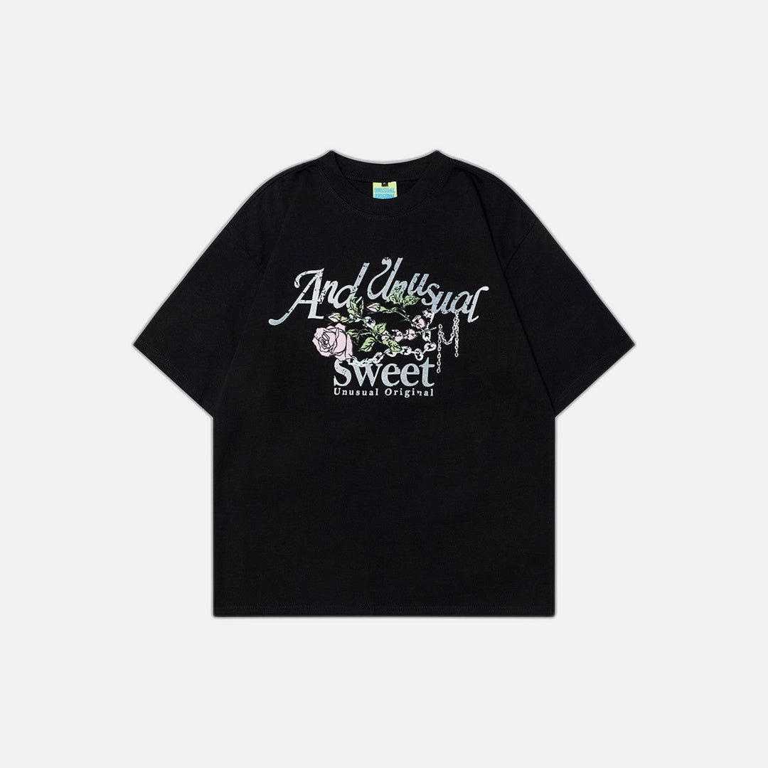 Rose Printed Casual American T-Shirt