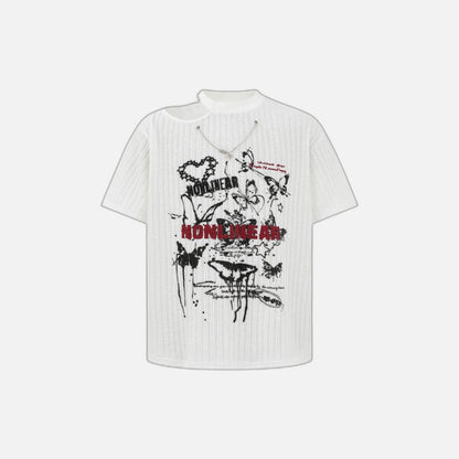 Butterfly Print Casual Round Neck T-Shirt