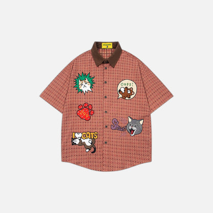 Fun Cartoon Plaid Shirt