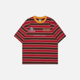 American Style Striped Color Matching T-Shirt