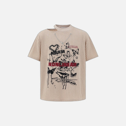 Butterfly Print Casual Round Neck T-Shirt