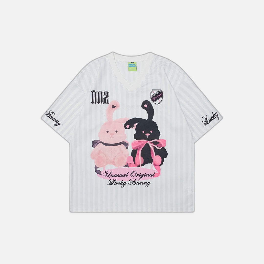 Trendy Striped Cartoon Print T-Shirt