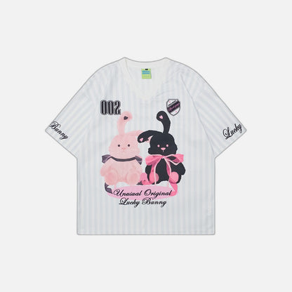 Trendy Striped Cartoon Print T-Shirt
