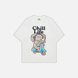American Style Elephant Print Short-Sleeved T-Shirt