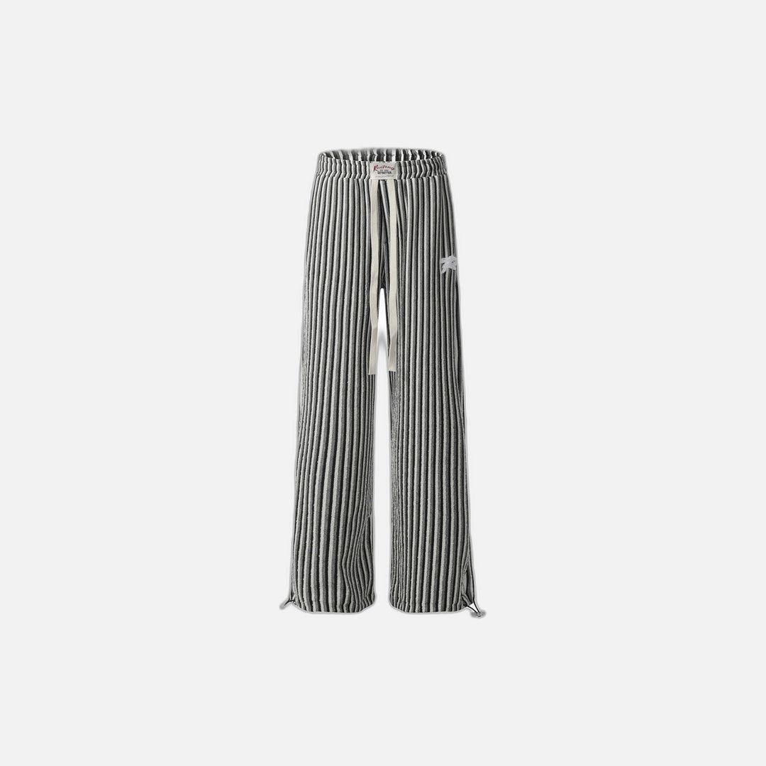 Vertical Stripe Casual Straight Drawstring Pants