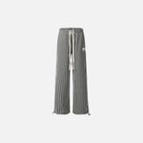 Vertical Stripe Casual Straight Drawstring Pants