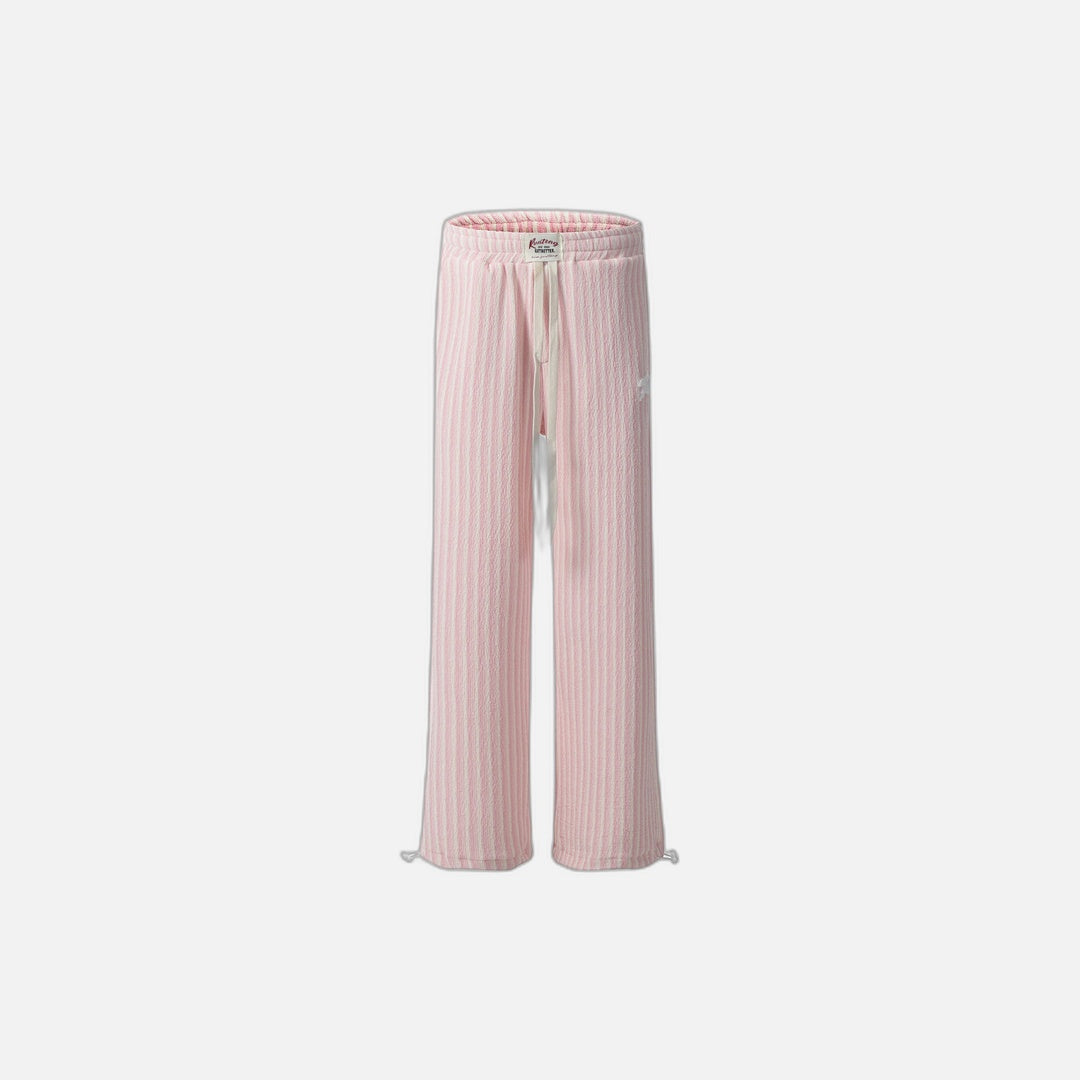Vertical Stripe Casual Straight Drawstring Pants