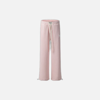 Vertical Stripe Casual Straight Drawstring Pants