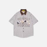 Loose Cartoon Stripe Short Sleeve Shirt