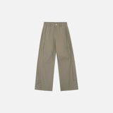 Pleated White Straight Loose Workwear Jeans