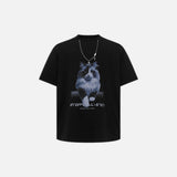 American Style Cat Print Decorative T-Shirt