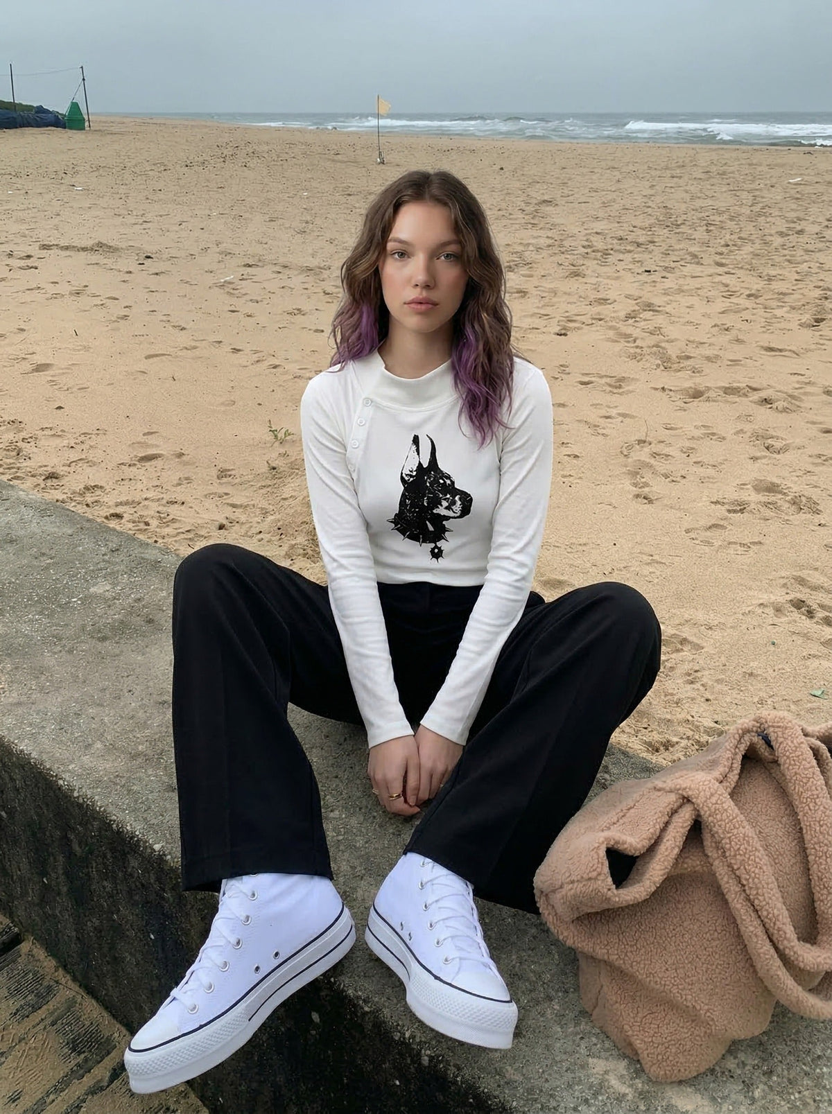 Doberman Graphic Long Sleeve Top