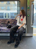 I Love BG Graphic Oversized T-Shirt