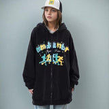 Loose Letter Printing Zip-up Hoodie