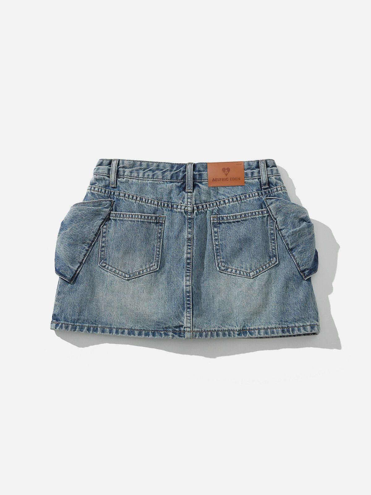 Bow Denim Micro Mini Skirt
