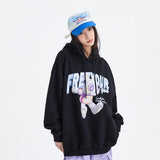 Cartoon Dog Letter Print Loose Hoodie