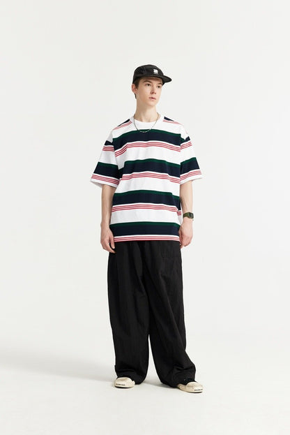 Loose Striped Contrast T-shirt